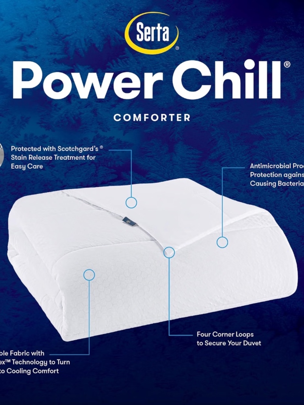 Serta Power Chill Soft Cooling Down Alternative Comforter, Lightweight Full/Quee
